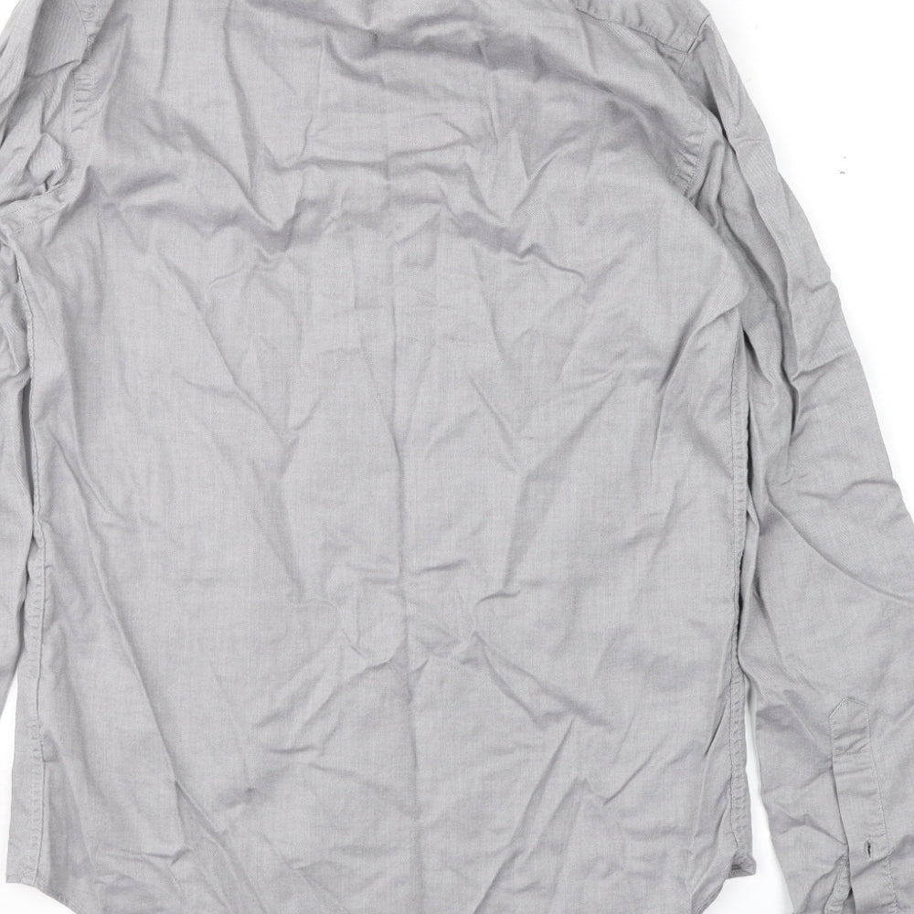 Zara Mens Grey Button-Up Size S