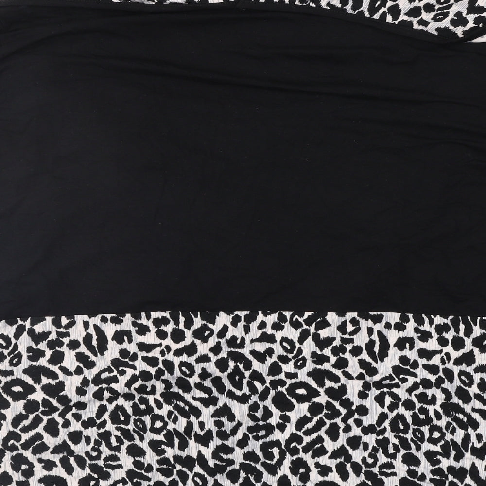 Ecaline Womens Black Animal Print Basic Blouse Size M