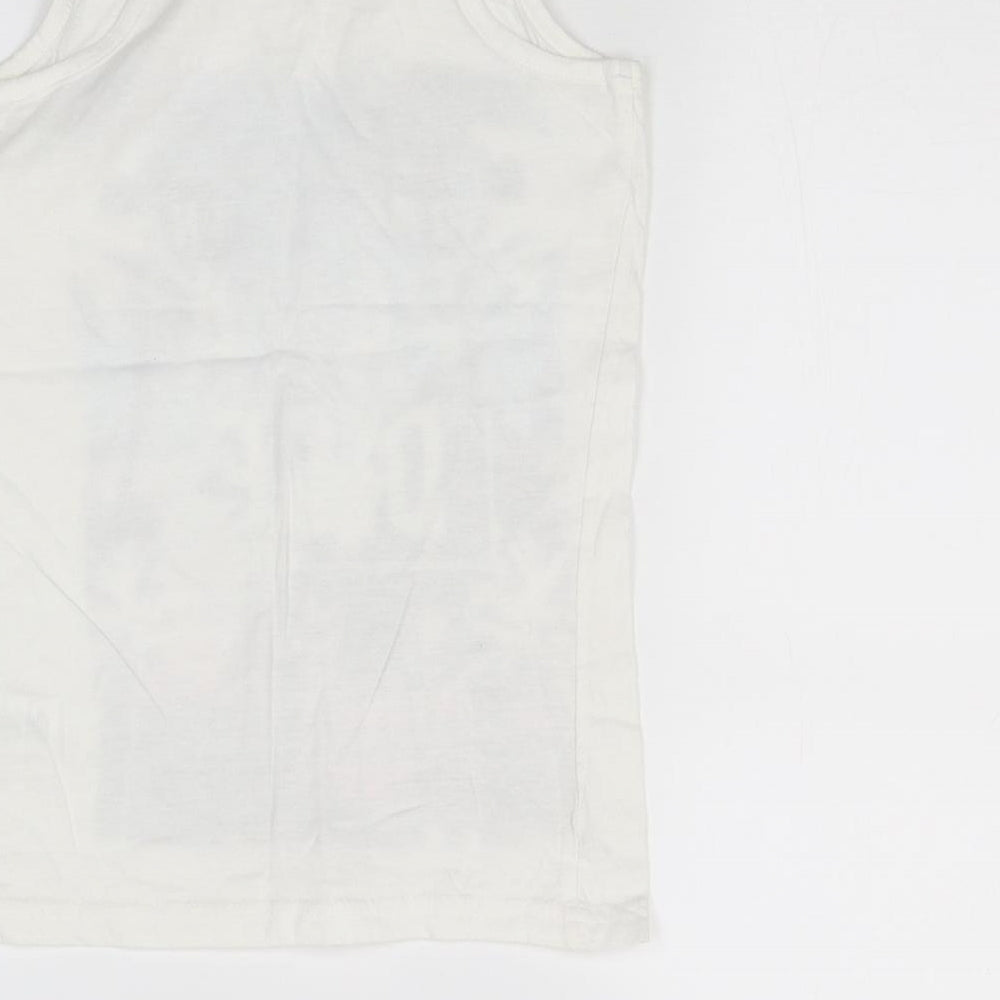 Y.D Girls White Basic Tank Size 10 Years - beach print
