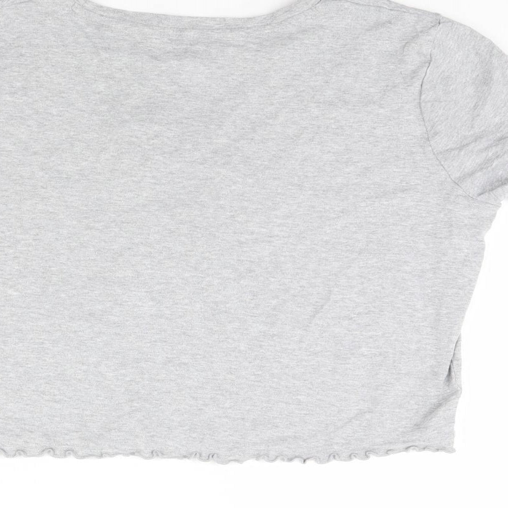 Clueless Womens Grey Rayon Cropped T-Shirt Size 12 - Clueless