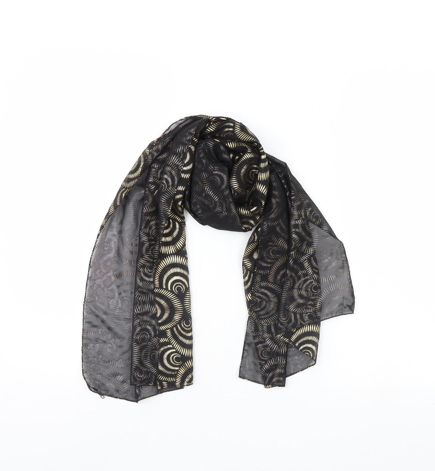 Preworn Womens Black Geometric Scarf