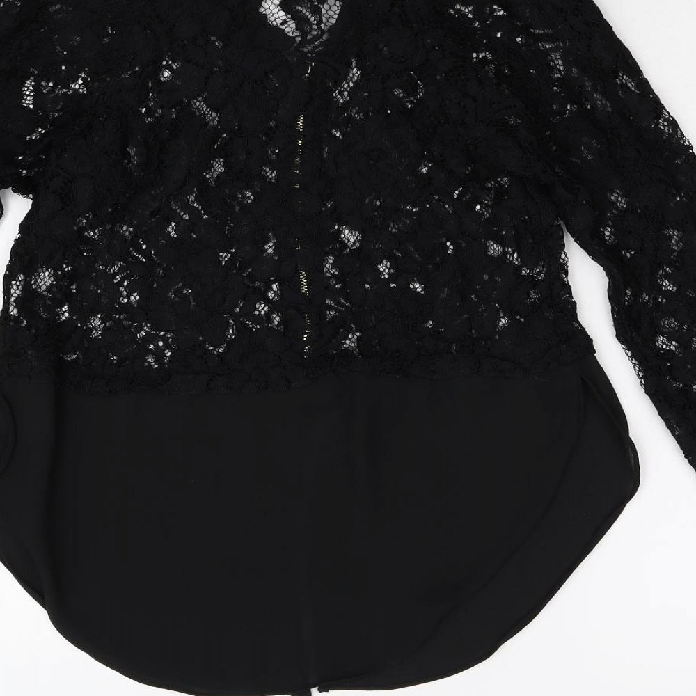 River Island Womens Black Floral Lace Basic Blouse Size 6