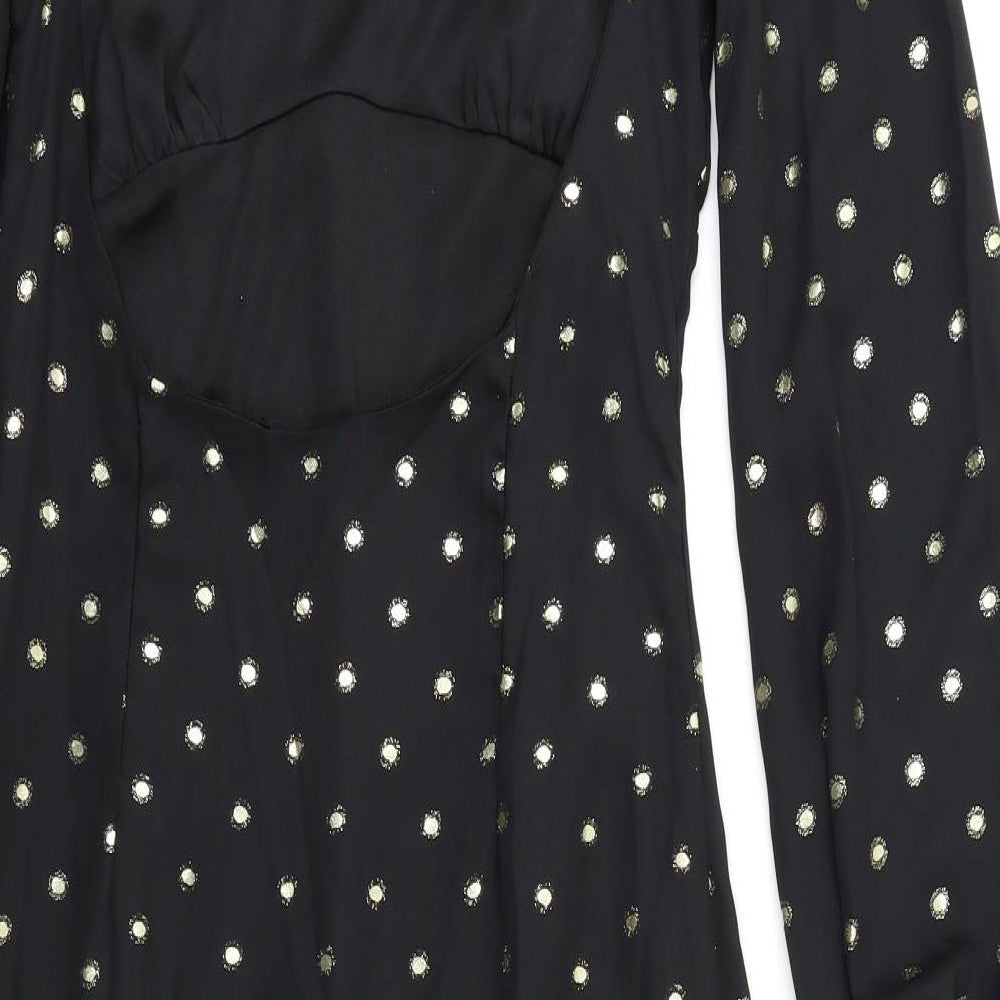 Fashion Union Womens Black Polka Dot A-Line Size S