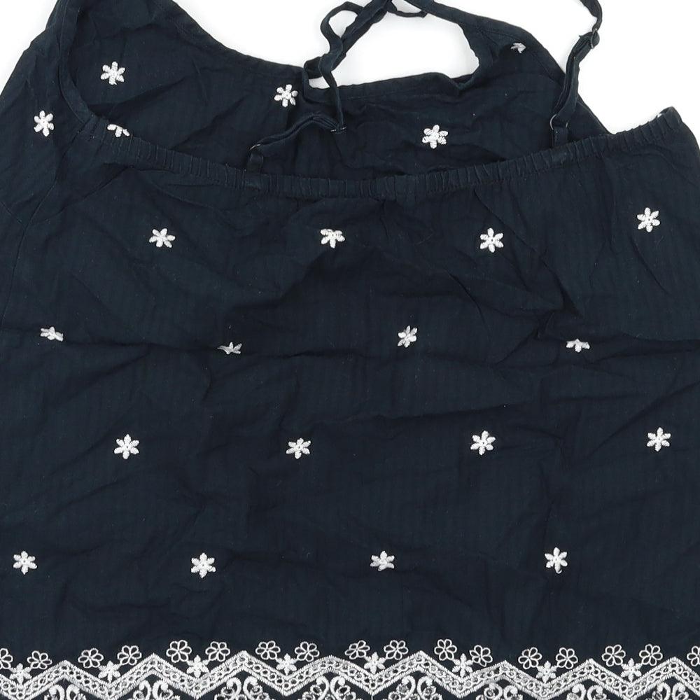 Preworn Womens Black Camisole Blouse Size S - Embroidered