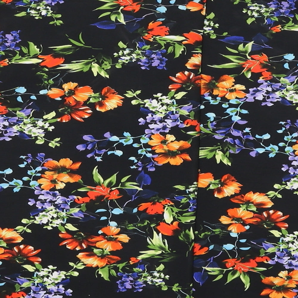 Papaya Womens Black Floral Basic Blouse Size 12