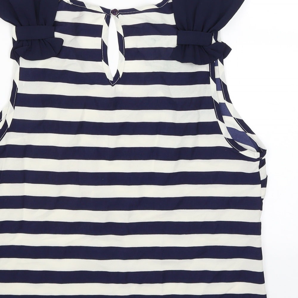 Atmosphere Womens Blue Striped Basic Tank Size 14