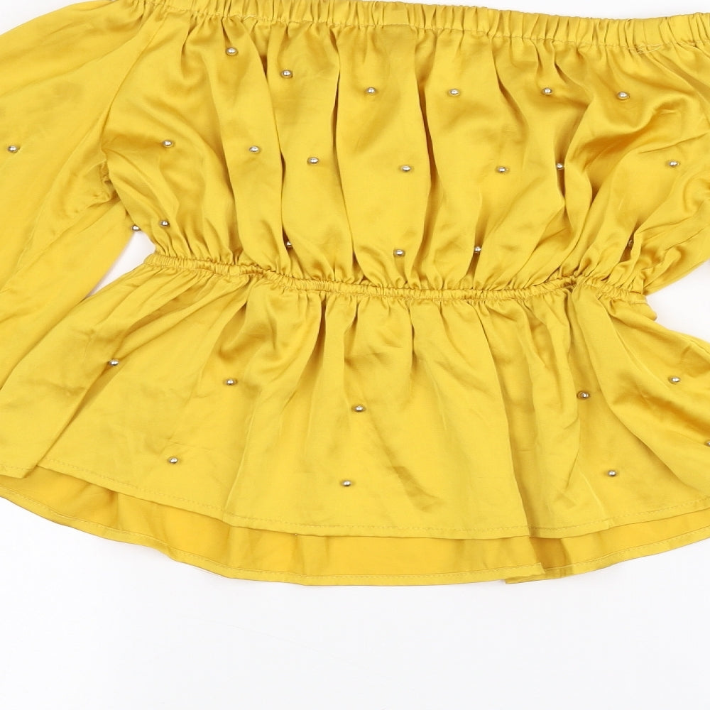 2Xtrenz Womens Yellow Basic Blouse Size XS