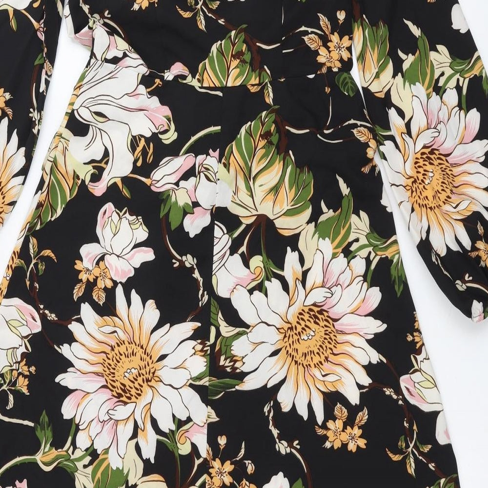 SheIn Womens Black Floral A-Line Size XS