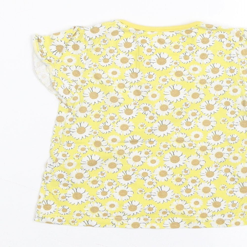 TU Baby Yellow Floral Basic T-Shirt Size 6-9 Months