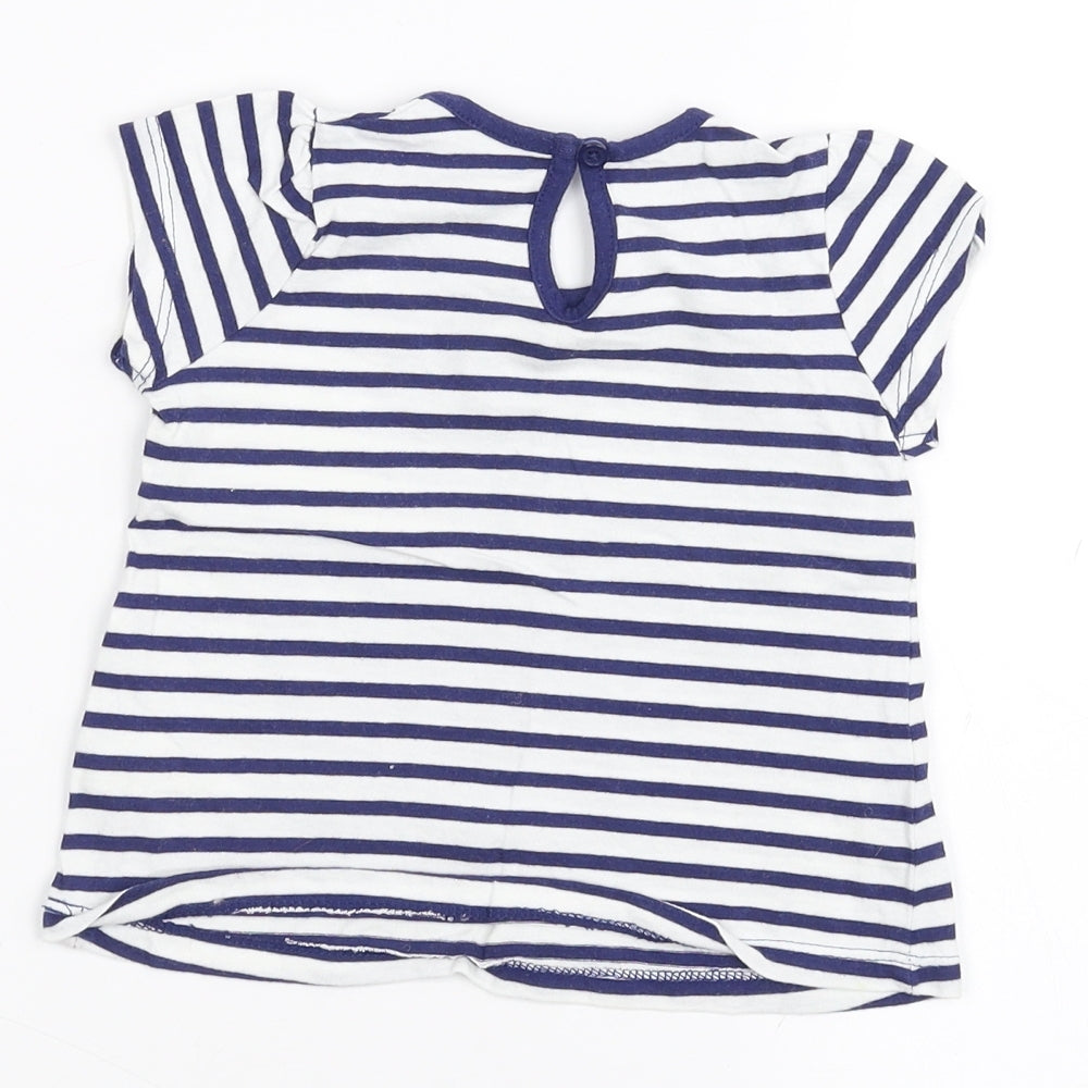 Matalan Baby White Striped Basic T-Shirt Size 6-9 Months