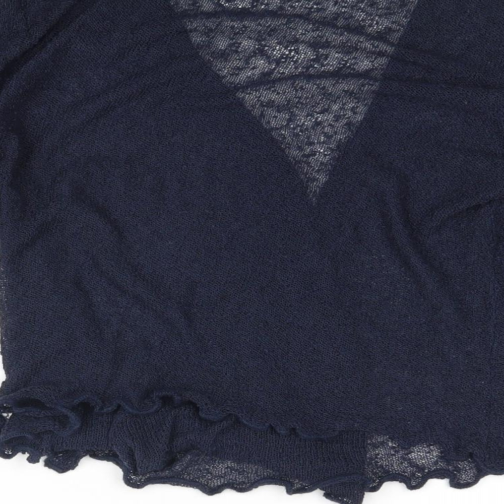 Text Womens Blue Basic Blouse Size S