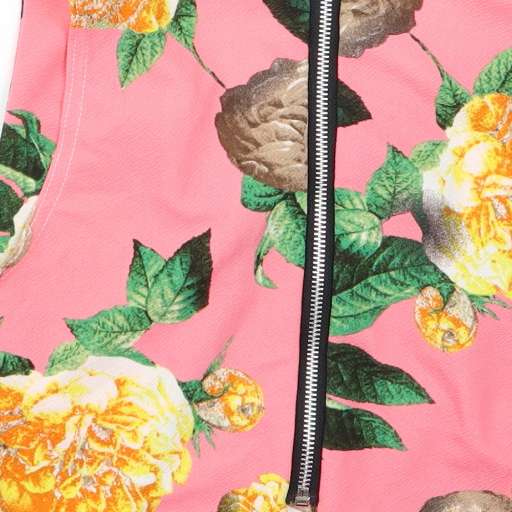 dolls Womens Pink Floral Cropped Tank Size M