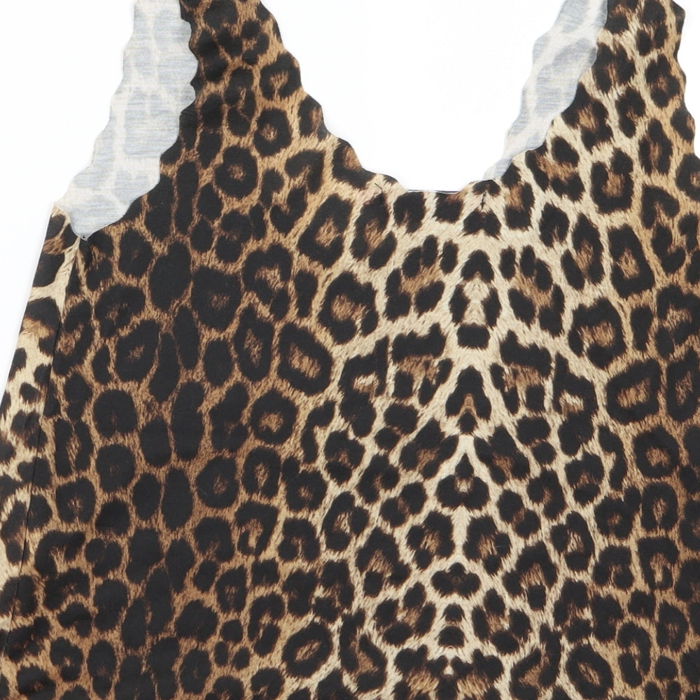 Boohoo Womens Black Animal Print Basic Tank Size S