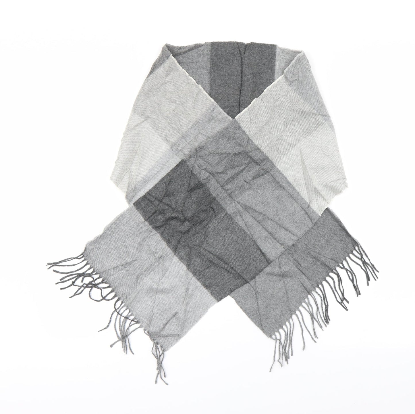 Preworn Unisex Grey Check Fleece Scarf