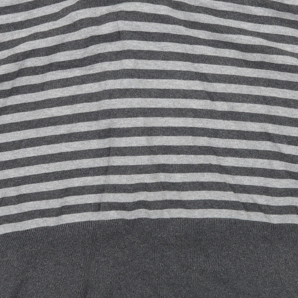 Debenhams Womens Grey Striped Knit Cardigan Jumper Size 16