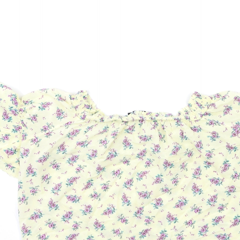 New Look Womens Yellow Floral Basic Blouse Size 10