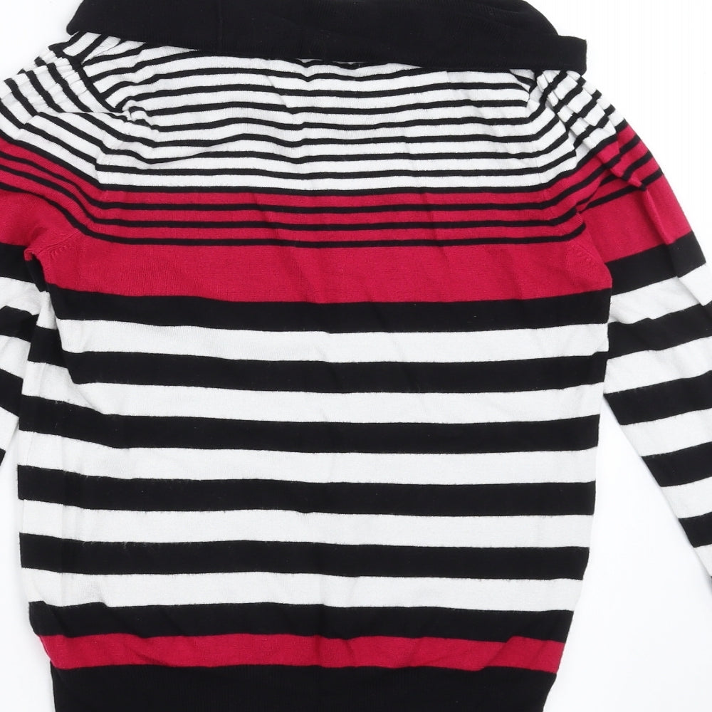 Marks & Spencer Womens Black Striped Pullover Jumper Size 10