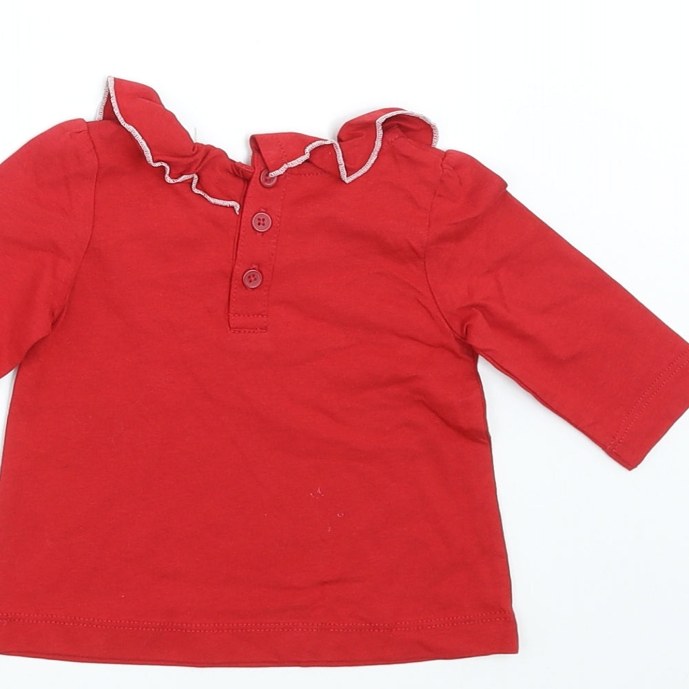 Matalan Girls Red Basic T-Shirt Size 0-3 Months