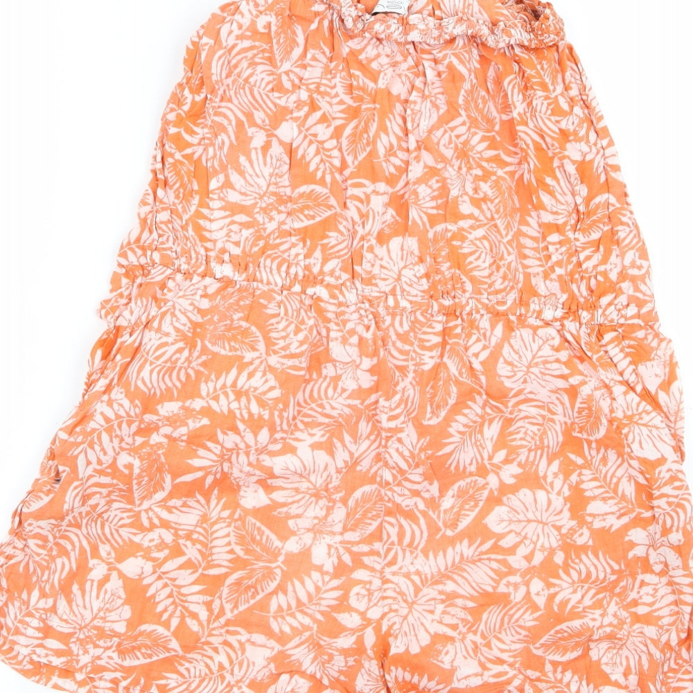 New Look Womens Orange Floral Playsuit One-Piece Size 10