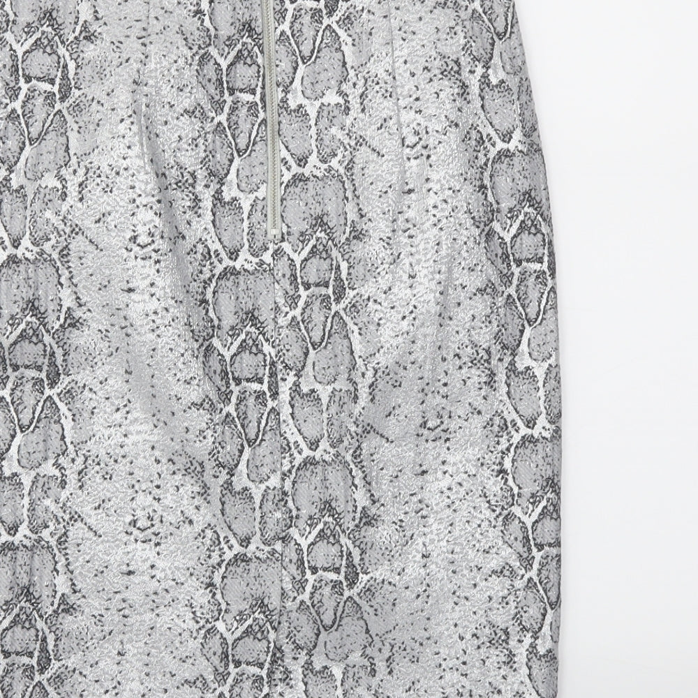 Oasis Womens Grey Animal Print A-Line Skirt Size 8