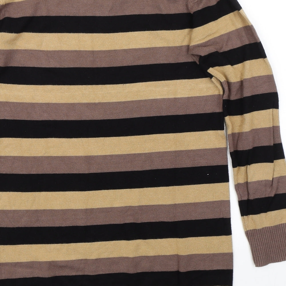 MY STAR Mens Brown Striped Pullover Jumper Size S