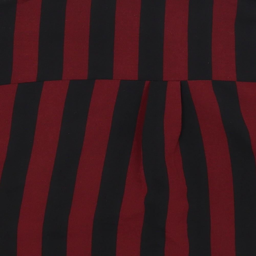 New Look Girls Red Striped Cropped Button-Up Size 14 Years