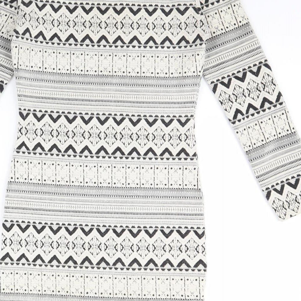 Topshop Womens Ivory Geometric Bodycon Size 8