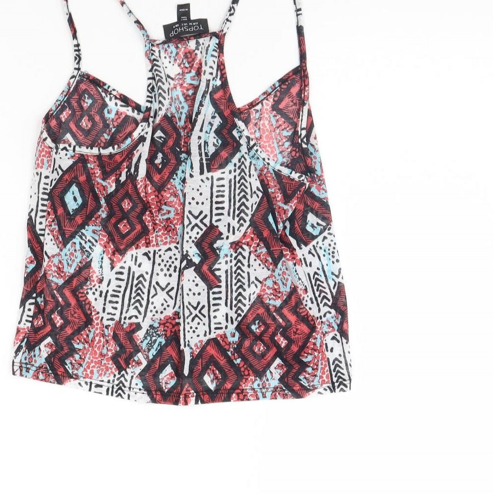 Topshop Womens White Fair Isle Cropped Tank Size 6