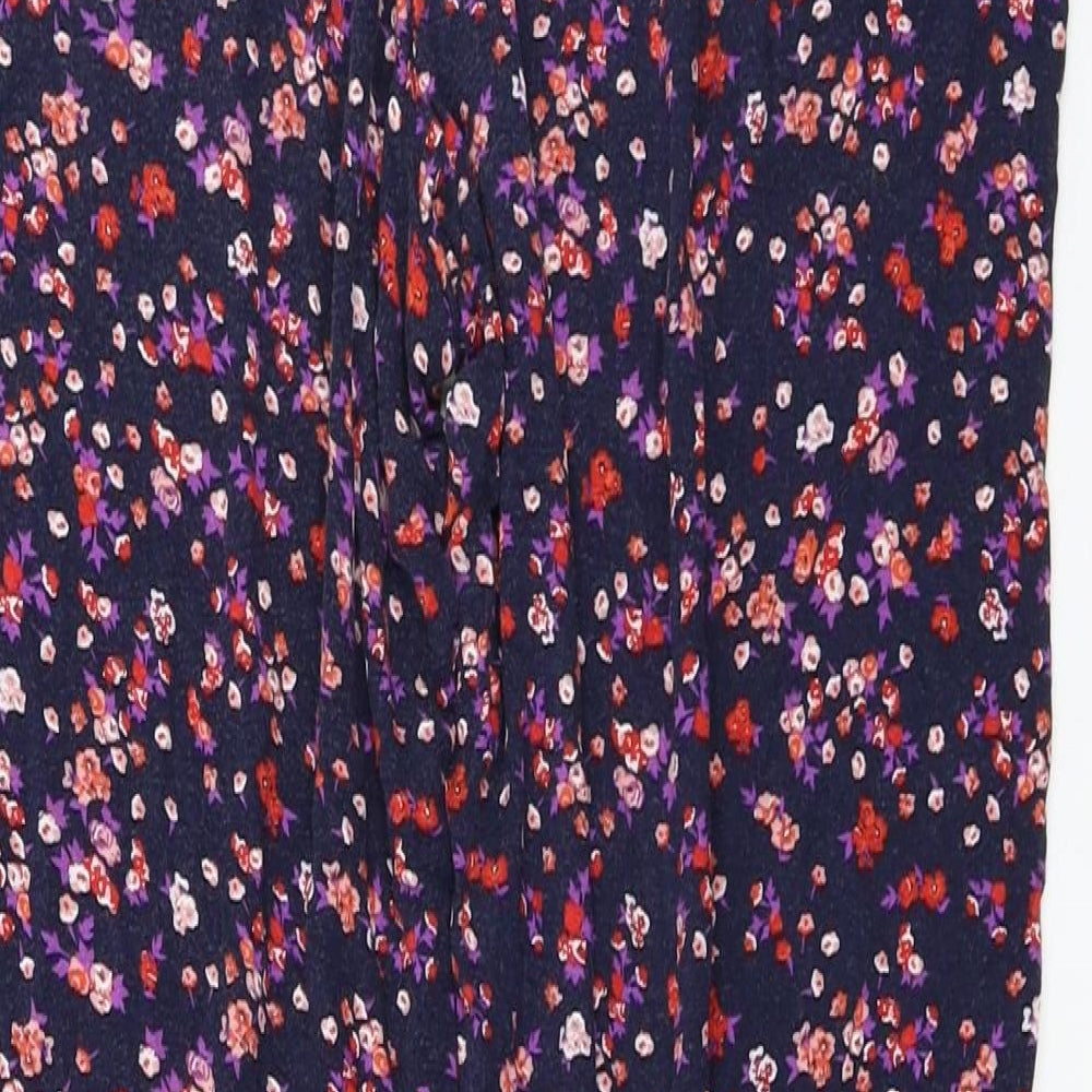 keep well Womens Black Floral Trousers Size 10 L24 in