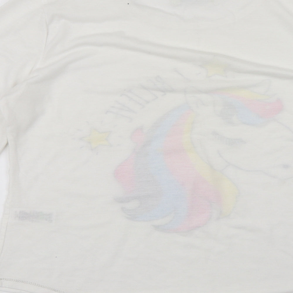 Matalan Womens White Solid Top Pyjama Top Size 8 - Unicorn