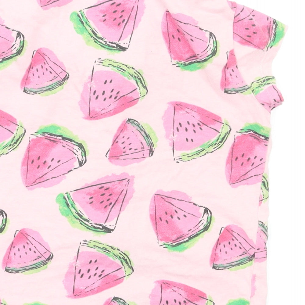 F&F Girls Pink Geometric Capri Pyjama Top Size 2-3 Years - Watermelon