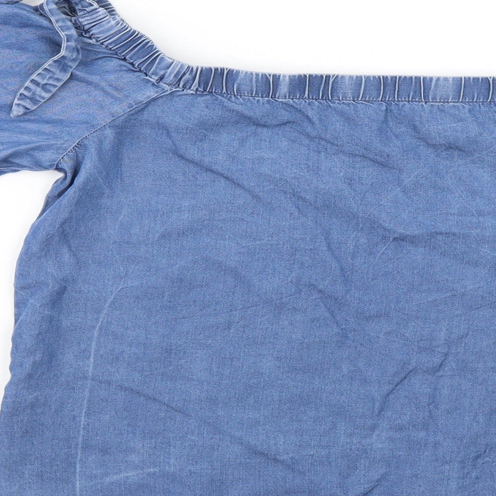 New Look Womens Blue Denim Basic Blouse Size 6