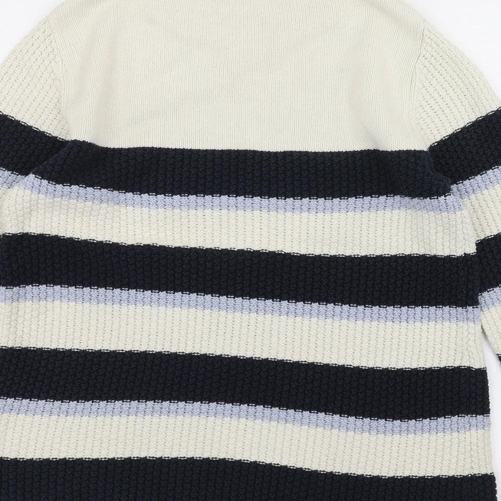 ken Womens White Striped Pullover Jumper Size M