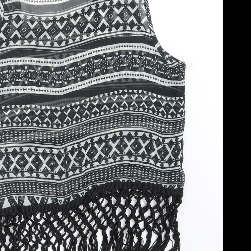 Urmoda Womens Black Geometric Basic T-Shirt Size M
