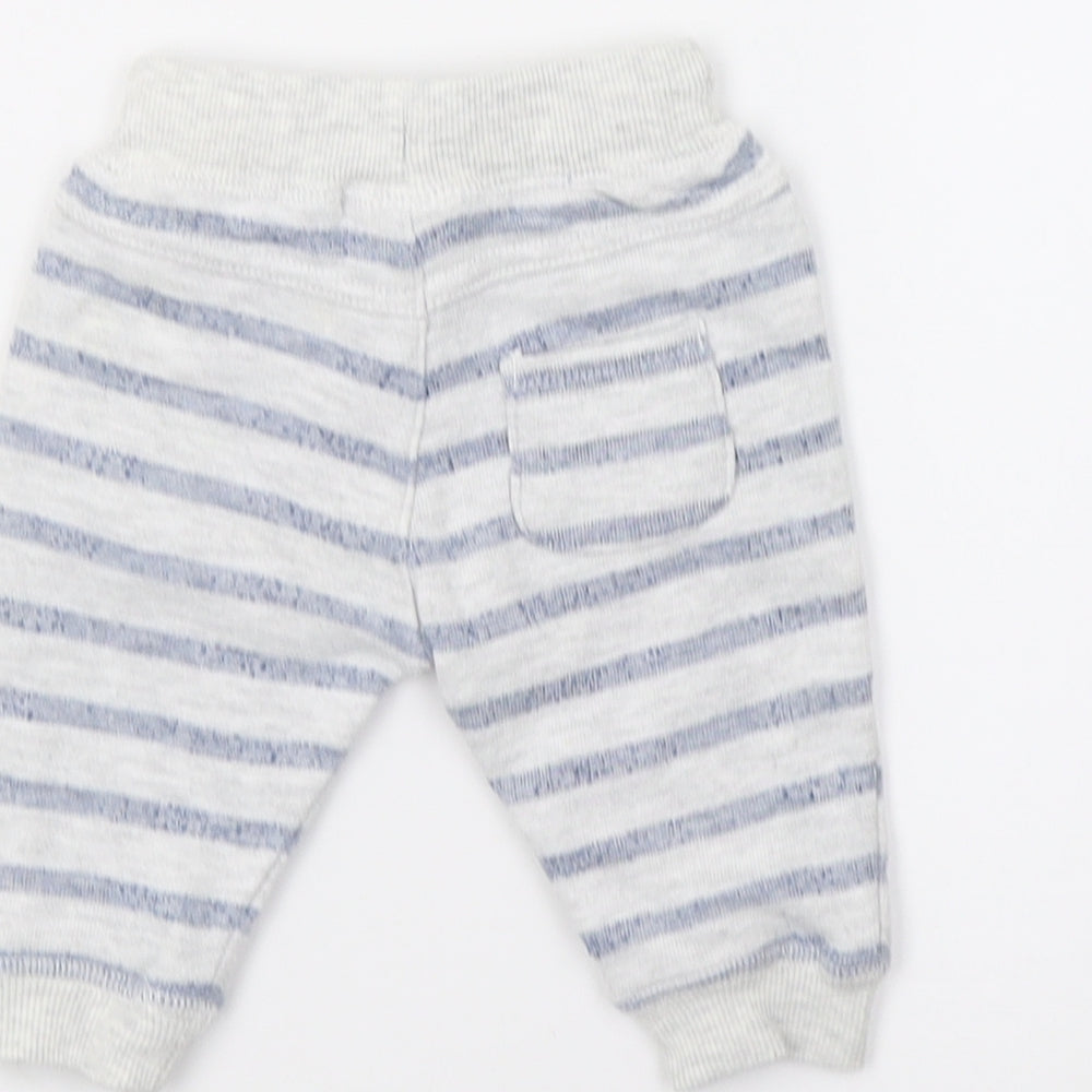 F&F Baby Grey Striped Jogger Trousers Size 0-3 Months