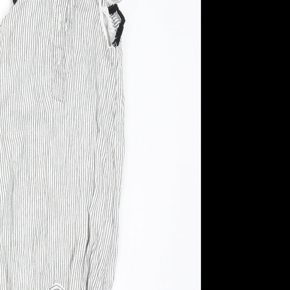 Matalan Girls White Striped Dungaree One-Piece Size 6-9 Months