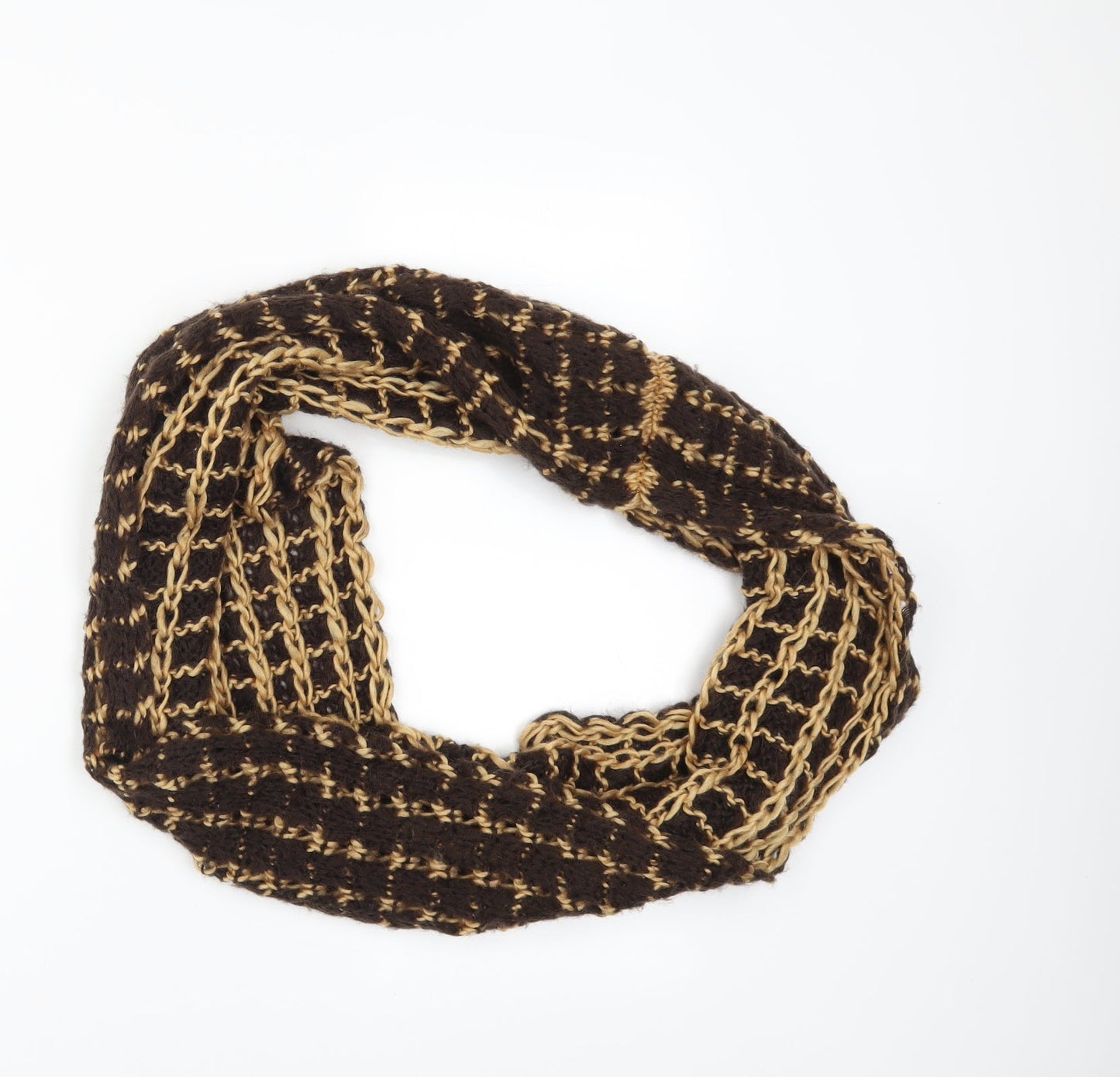 Preworn Womens Brown Check Scarf - COWL