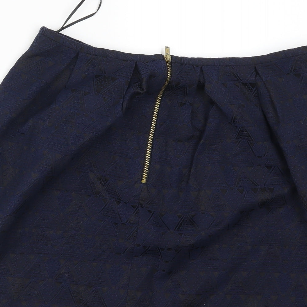 Oasis Womens Blue Geometric Mini Skirt Size 8