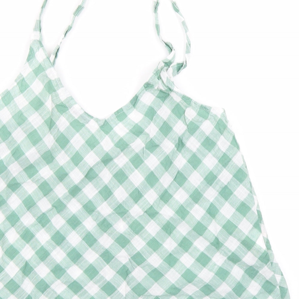 MNG Womens Green Check Camisole Blouse Size S