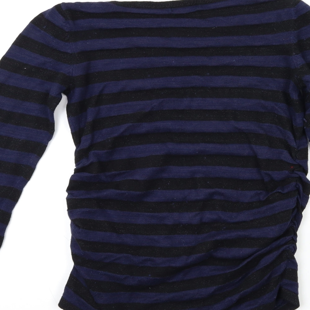 H&M Womens Blue Striped Knit Pullover Jumper Size S