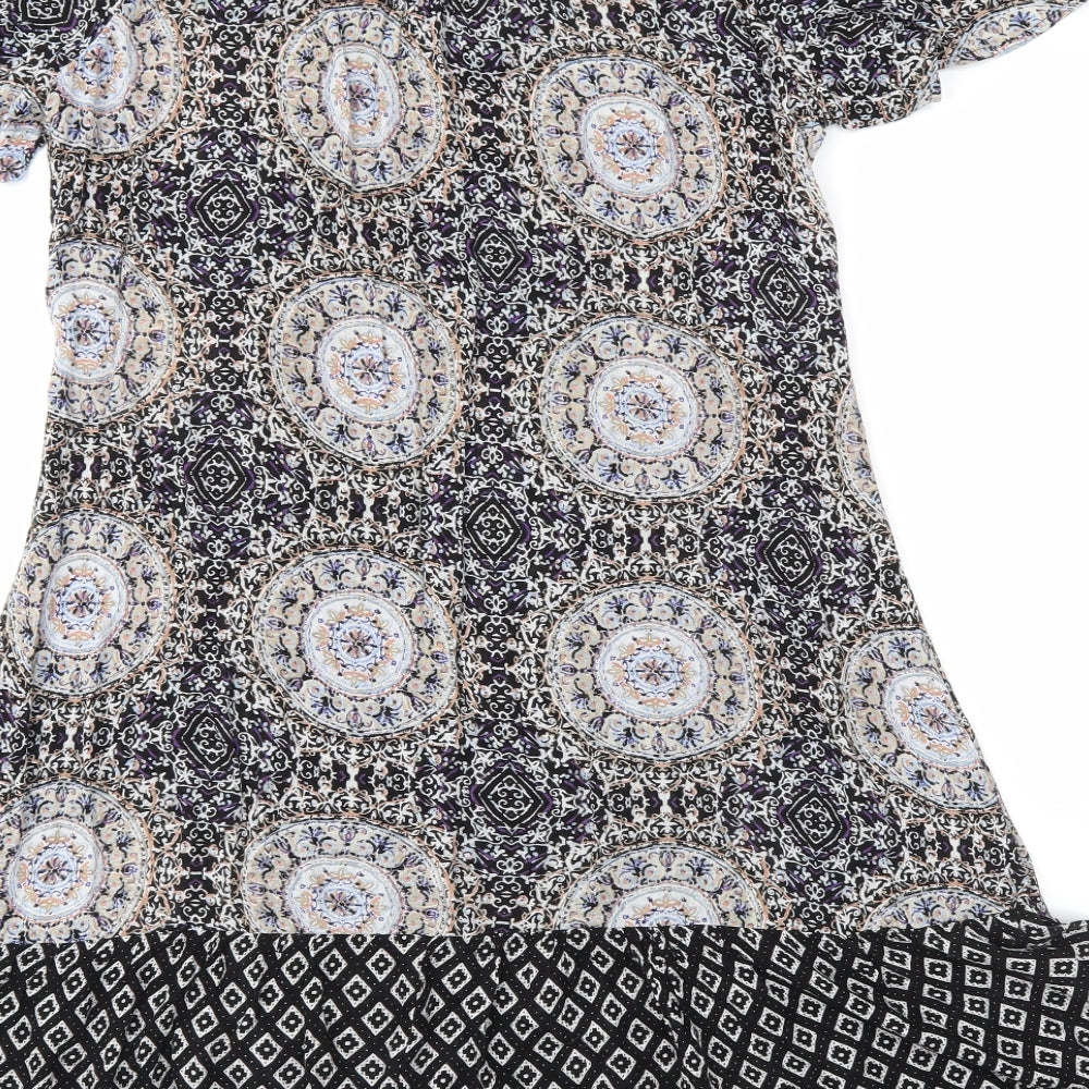 New Look Womens Black Argyle/Diamond Fit & Flare Size 10