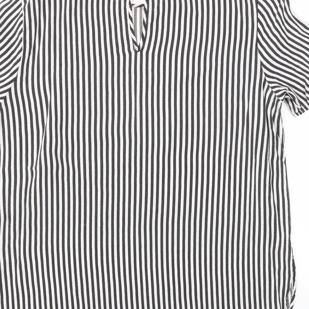 H&M Womens Black Striped Basic T-Shirt Size 12