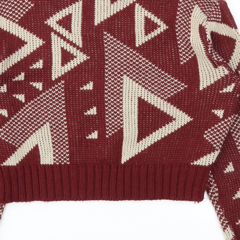 Why Not Womens Red Argyle/Diamond Pullover Jumper Size S