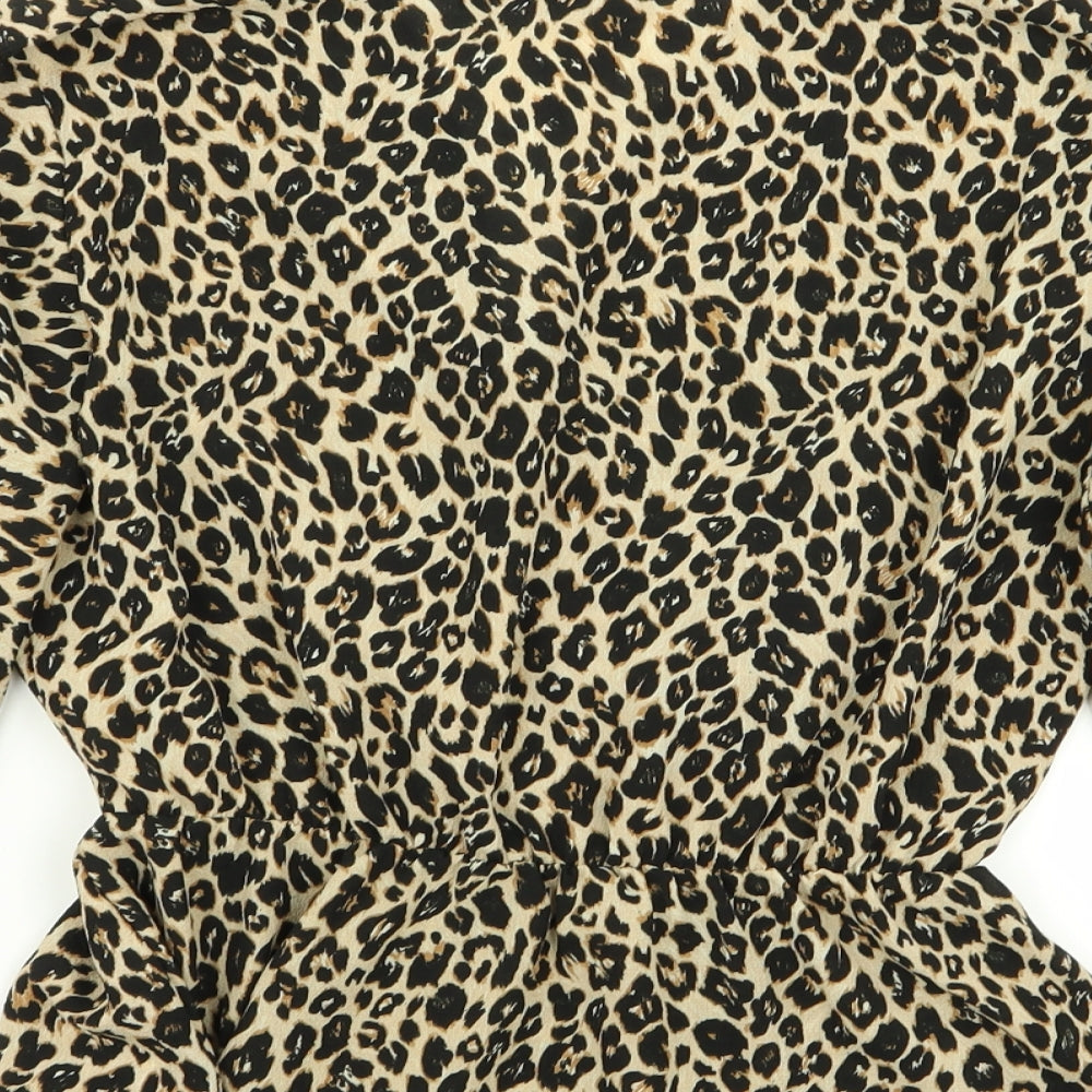 Boohoo Womens Multicoloured Animal Print Basic Blouse Size 10