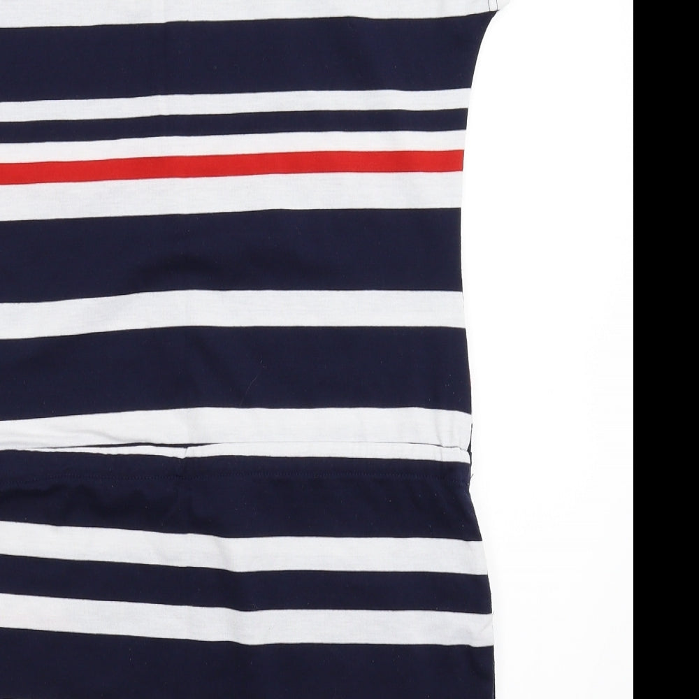 Fancy Qube Womens Blue Striped T-Shirt Dress Size L