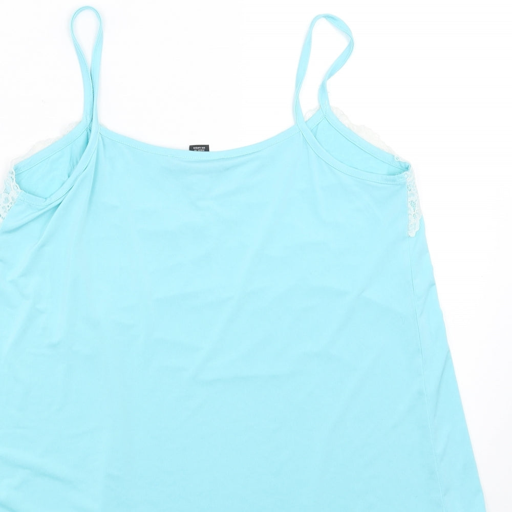 Preworn Womens Blue Camisole T-Shirt Size 12 - floral lace detail