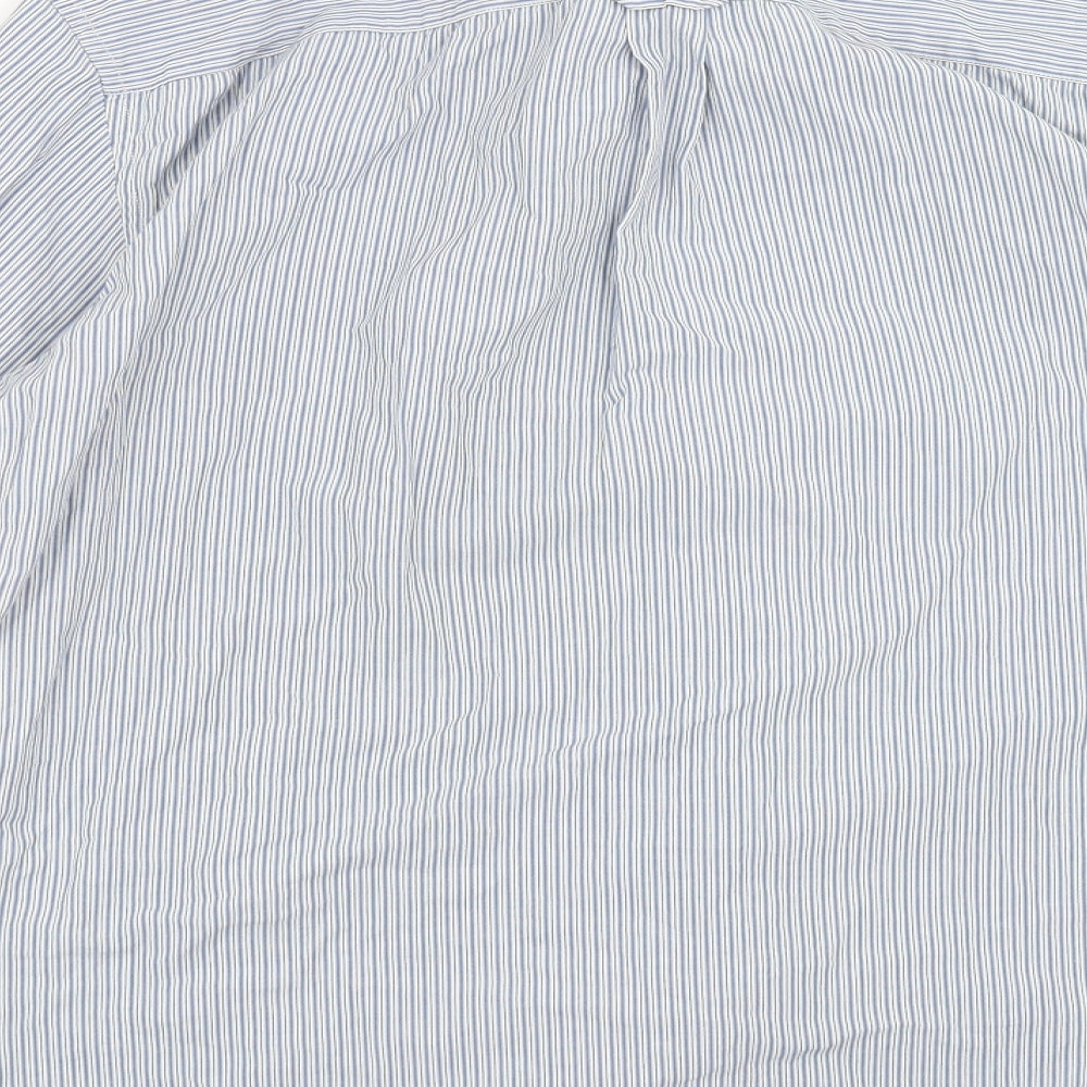 Marks & Spencer Mens Blue Striped Button-Up Size L - Tailored fit