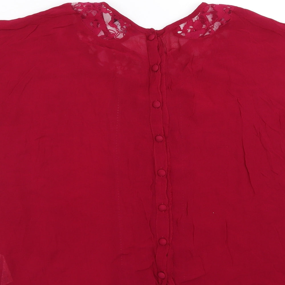 Dorothy Perkins Womens Pink Basic Blouse Size 14 - lace detail