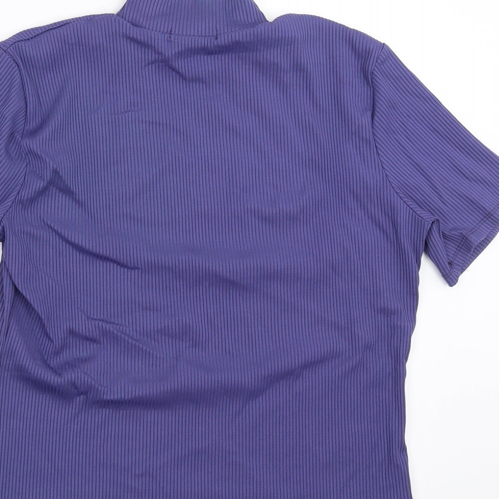 George Womens Purple Striped Basic Blouse Size 14