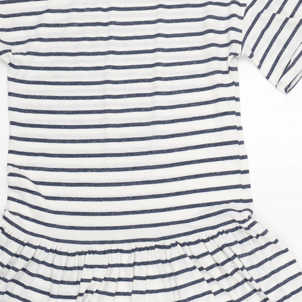 Next Girls White Striped T-Shirt Dress Size 9 Years